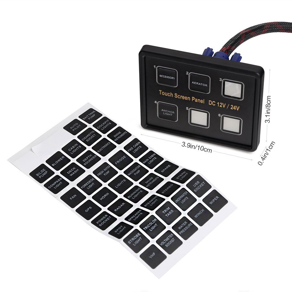 Rupse 12V/24V 6 Gang IP66 LED Switch Panel Touch Control Box 960W Output  Power for Car Marine Boat Caravan : Rupse